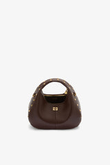 GANNI Online Chicory Coffee Mini Hobo Bag Studs in Brown