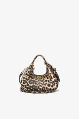 GANNI New Almond Milk Mini Hobo Bag in Grained Leopard