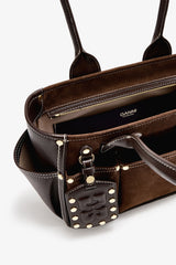 GANNI Discount Chicory Coffee Small Posy Bag in Brown Suede