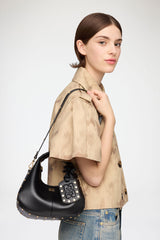 GANNI Hot Sale Black Mini Hobo Bag Studs in Black