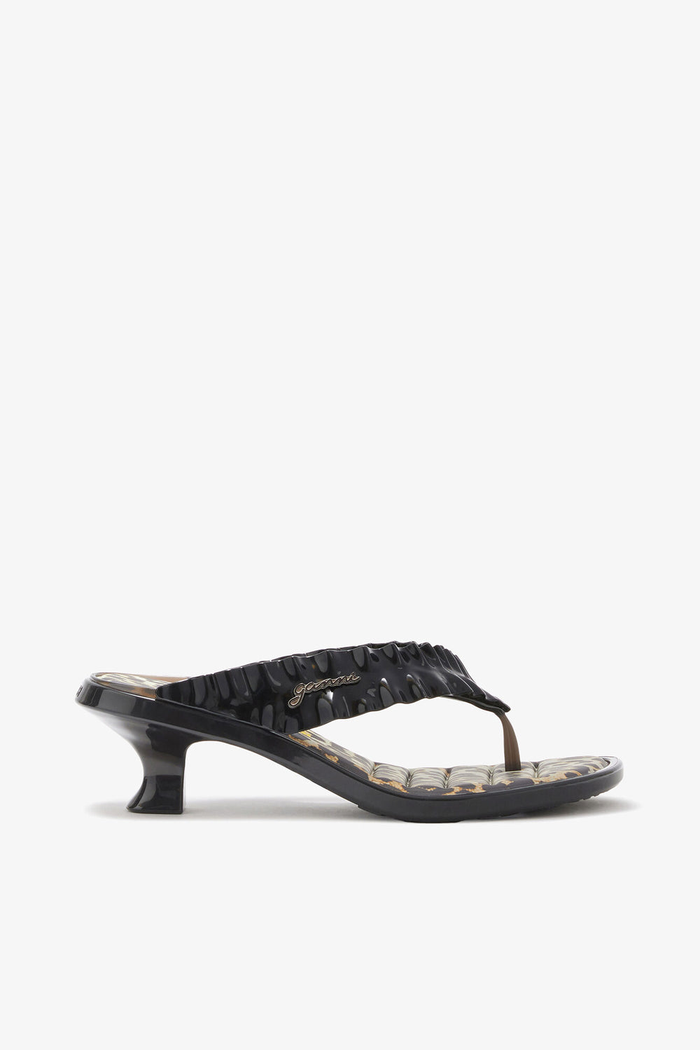 GANNI Outlet Melissa Thong Kitten Heel in Leopard