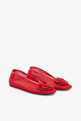 GANNI Hot Sale Jenny Ballerina in Red Mesh