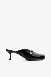 GANNI For Sale Sue Heeled Mules in Black Oleatex