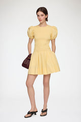 GANNI Hot Sale Mini Dress in Yellow Cotton