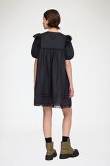 GANNI New Mini Dress in Black Linen