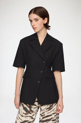 GANNI On Sale Blazer in Black Cotton Tailoring