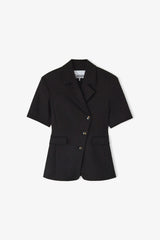 GANNI On Sale Blazer in Black Cotton Tailoring