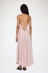 GANNI New Dress in Striped Linen
