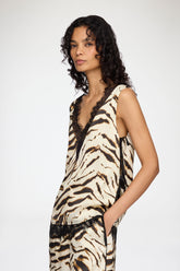 GANNI Sale Top in Printed Satin