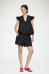 GANNI On Sale Shorts in Black Linen
