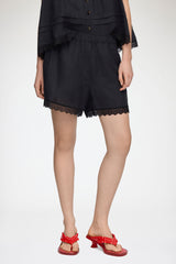GANNI On Sale Shorts in Black Linen