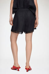 GANNI On Sale Shorts in Black Linen