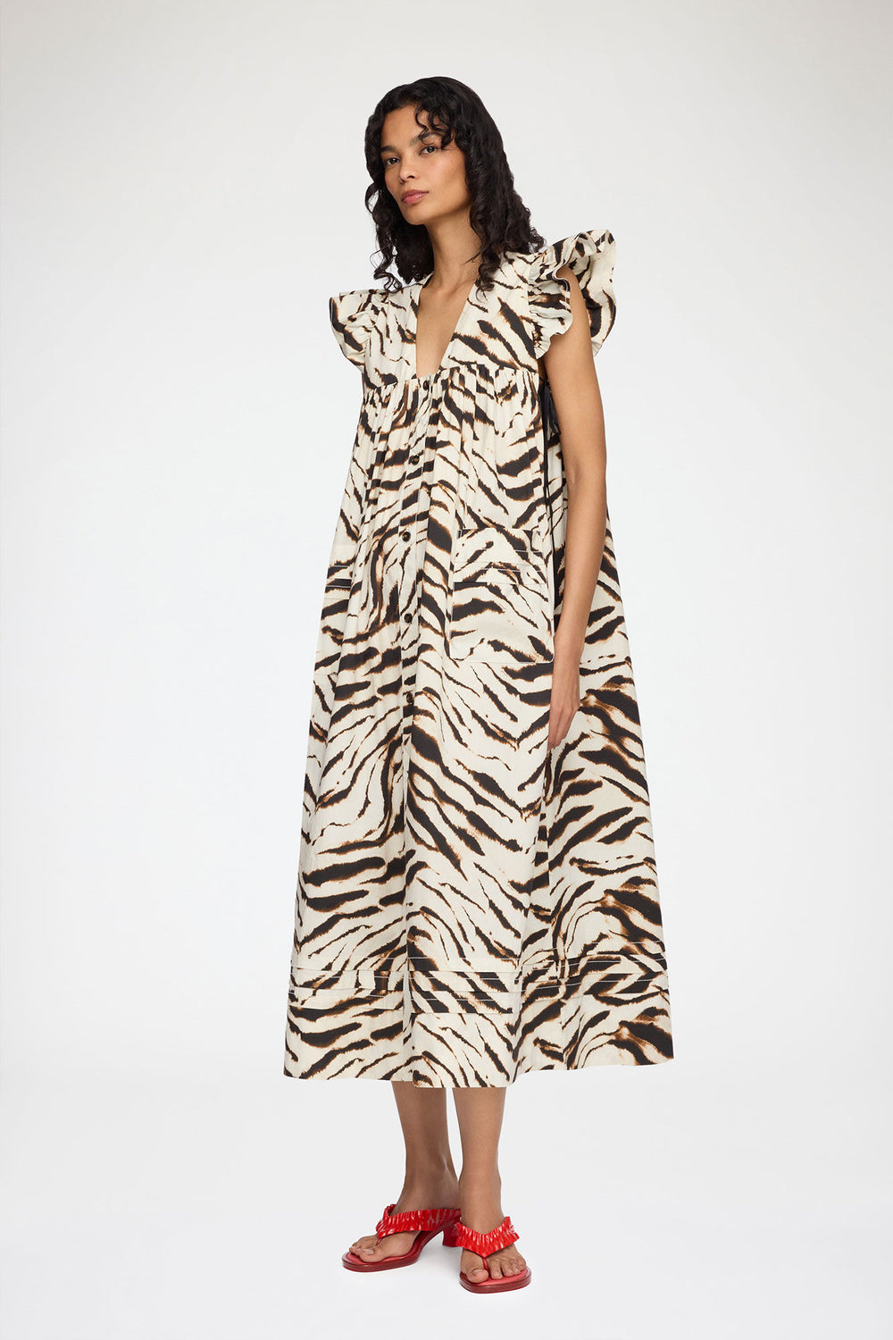 GANNI New Dress in Printed Cotton