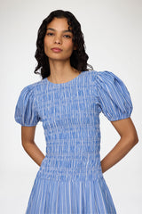 GANNI Sale Dress in Striped Cotton