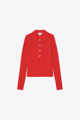 GANNI For Sale Polo Shirt in Red Merino