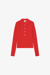 GANNI For Sale Polo Shirt in Red Merino