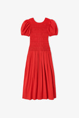 GANNI Discount Dress in Smocked Cotton