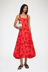 GANNI New Dress in Red Fil Coupe