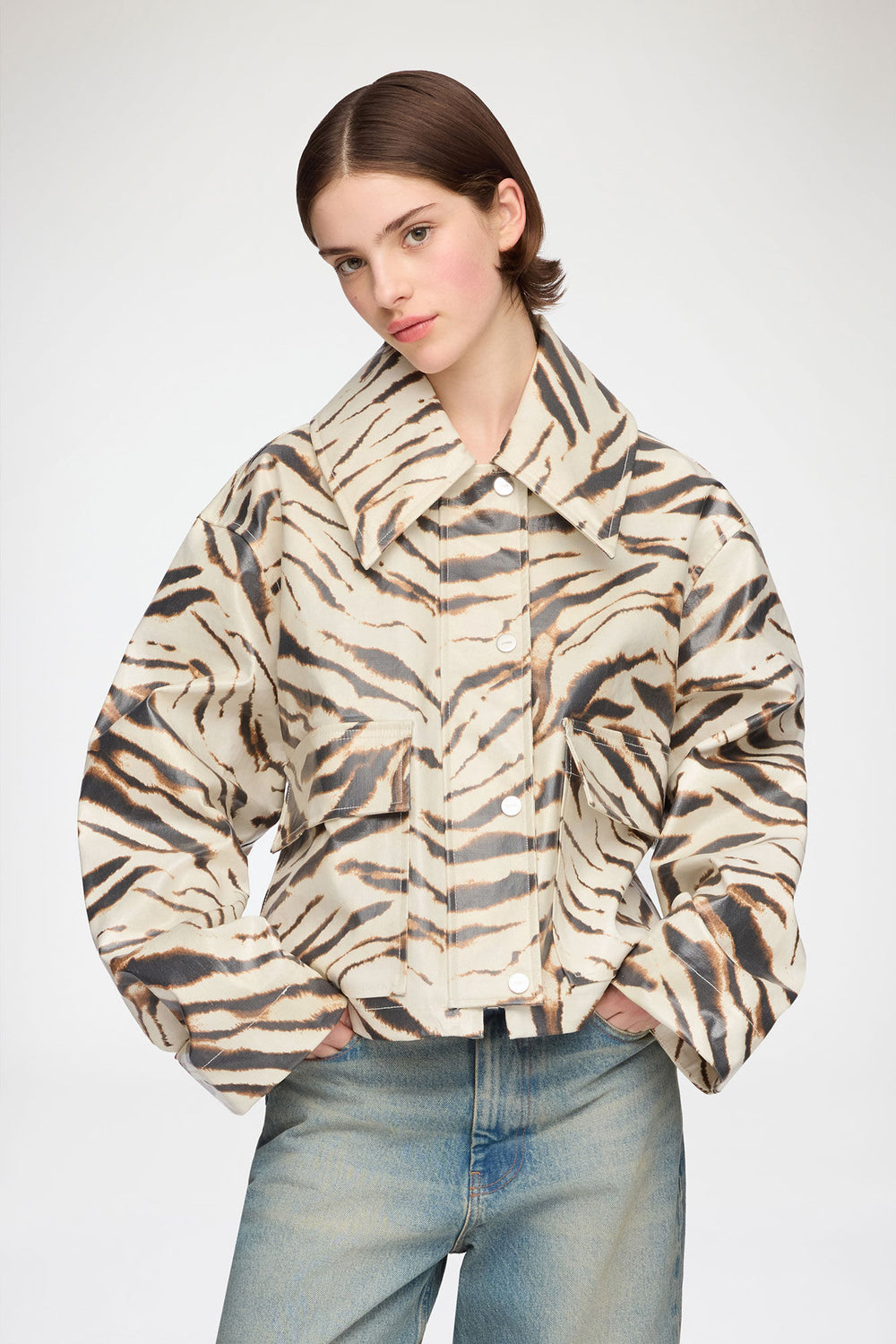 GANNI Sale Jacket in Laminated Zebra