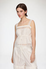 GANNI Online Top in White Cotton