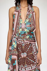 GANNI us Dress in Printed Twill