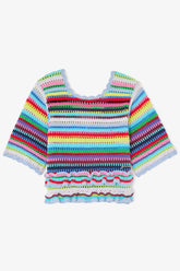 GANNI Online Top in Striped Crochet