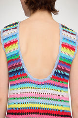 GANNI Sale Dress in Striped Crochet