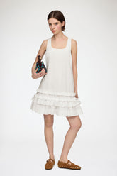 GANNI Online Dress in White Cotton