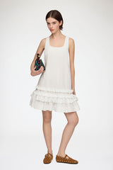 GANNI Online Dress in White Cotton