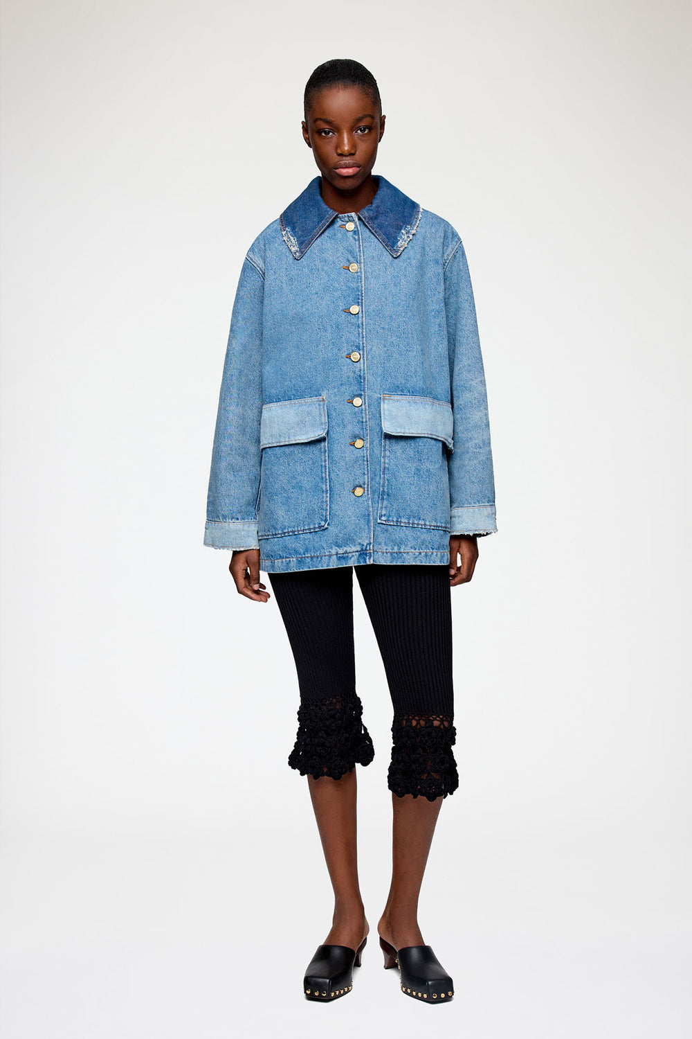 GANNI Outlet Jacket in Patchwork Denim