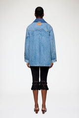 GANNI Outlet Jacket in Patchwork Denim