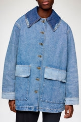 GANNI Outlet Jacket in Patchwork Denim