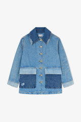 GANNI Outlet Jacket in Patchwork Denim