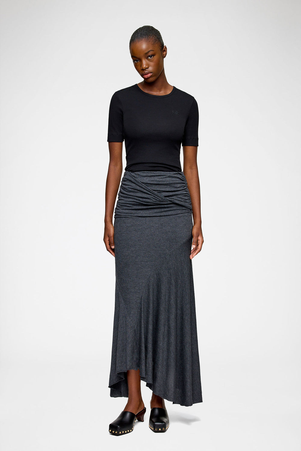 GANNI Discount Long Skirt in Grey Jersey
