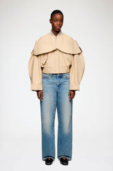 GANNI Discount Bomber in Beige Cotton