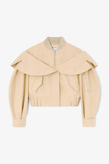 GANNI Discount Bomber in Beige Cotton