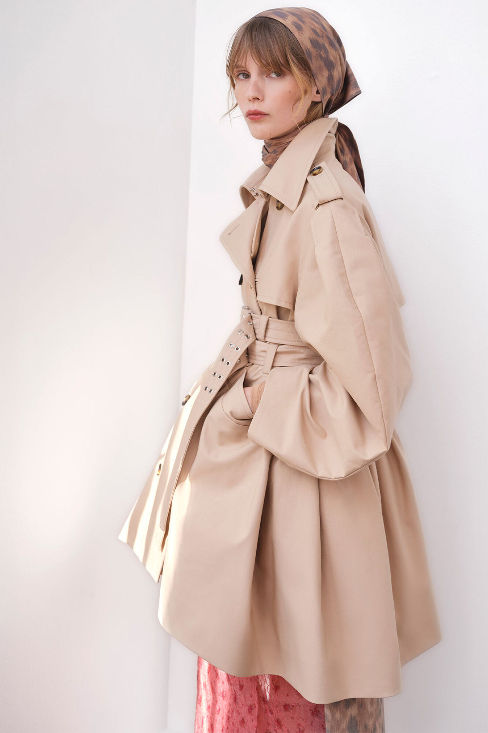 GANNI Outlet Trench Coat in Double Cotton