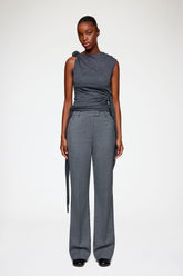 GANNI us Pants in Grey Wool Melange