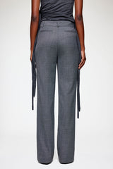 GANNI us Pants in Grey Wool Melange