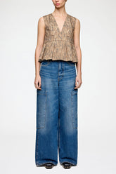 GANNI Sale Top in Printed Cotton