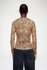 GANNI For Sale Long-sleeve Top in Printed Marl Mesh