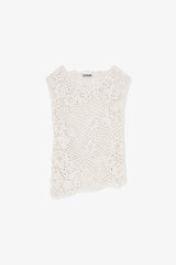 GANNI Outlet Knit Top in Cotton Crochet