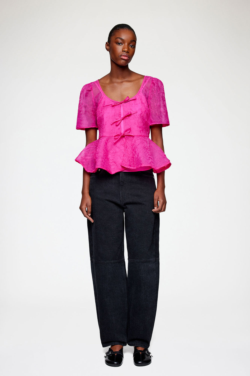 GANNI Hot Sale Peplum Blouse in Shibori Organza