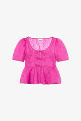 GANNI Hot Sale Peplum Blouse in Shibori Organza