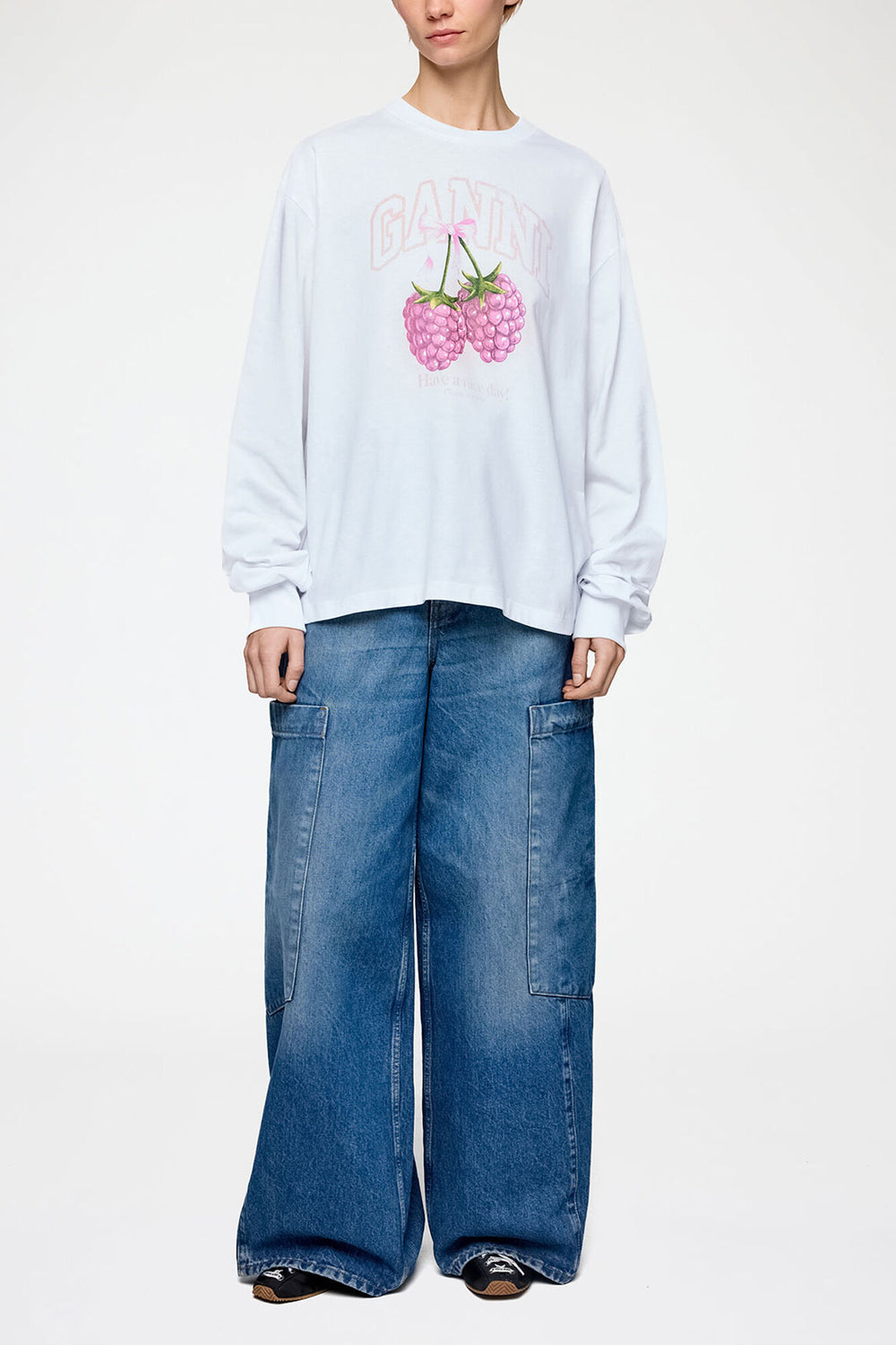 GANNI New Long-sleeve T-shirt with Raspberries