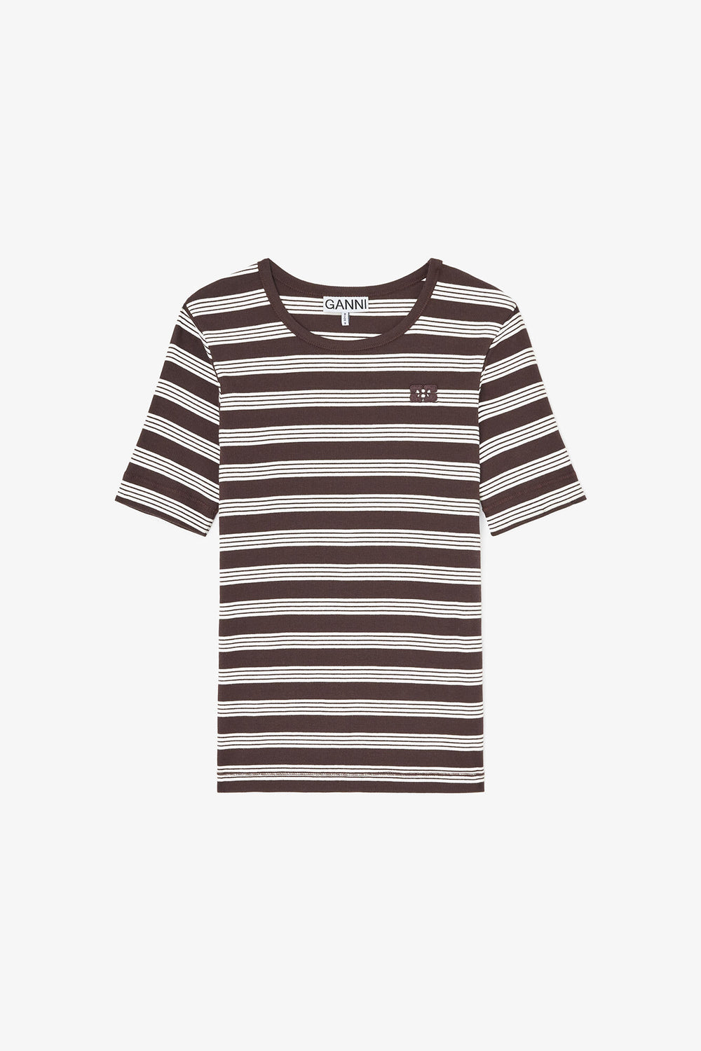 GANNI us T-shirt in Stripe