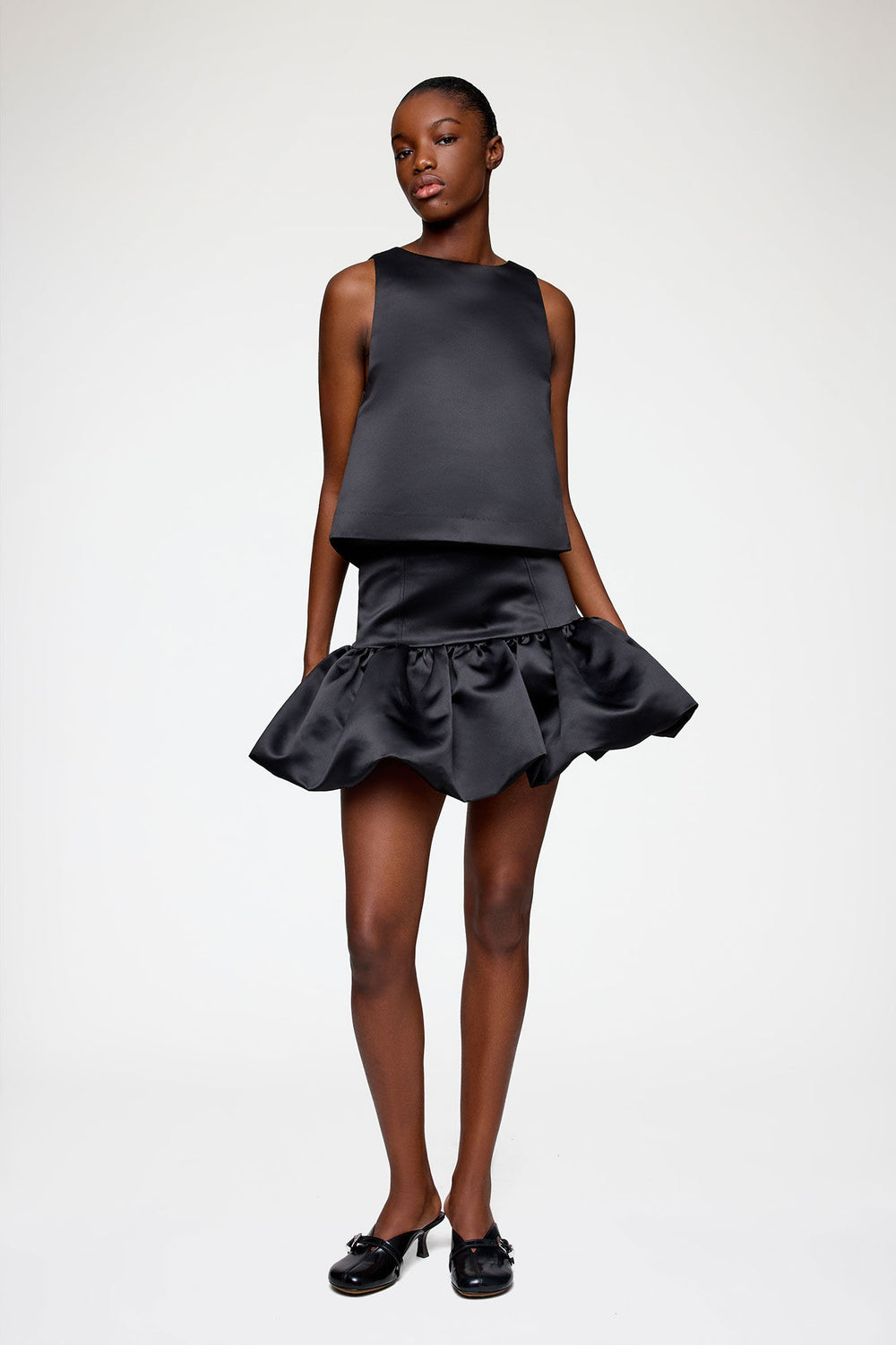 GANNI Discount Skirt in Black Satin