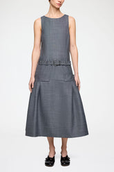 GANNI New Dress in Grey Wool Melange
