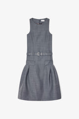 GANNI New Dress in Grey Wool Melange