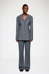 GANNI New Blazer in Grey Wool Melange